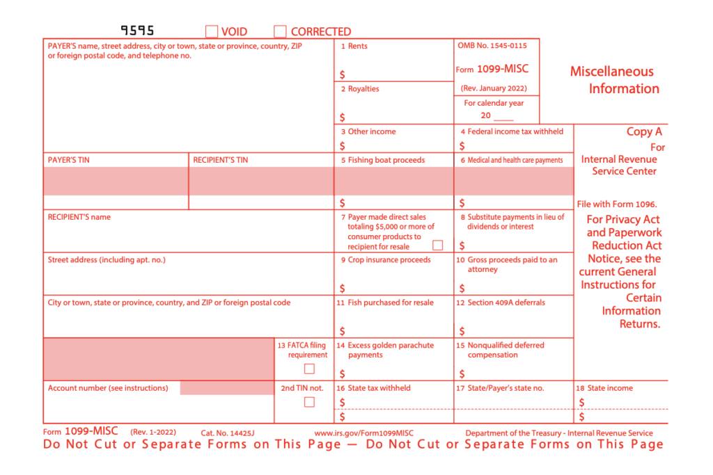 IRS Form 1099-MISC for 2021